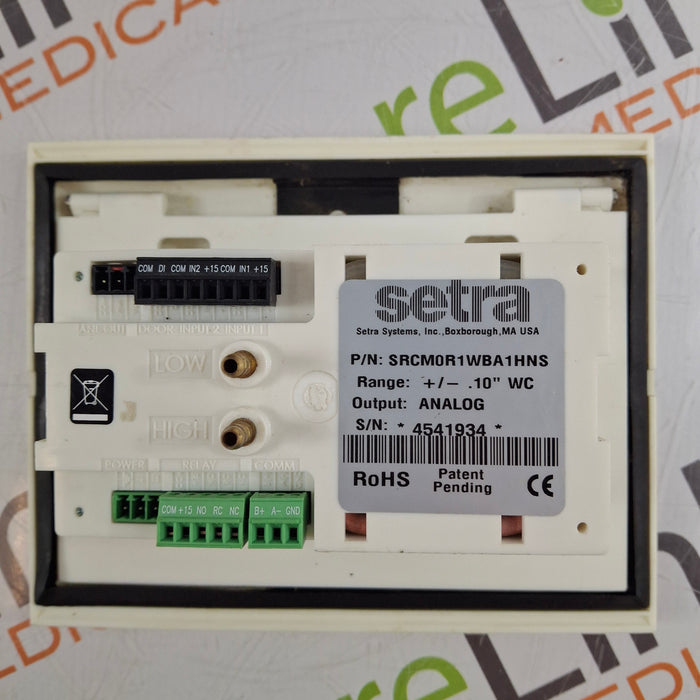 Setra Systems, Inc. Setra Systems, Inc. SRCM Room Pressure Monitor Research Lab reLink Medical