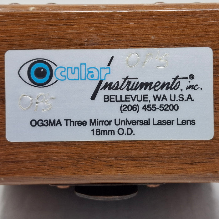Ocular Instruments Inc Ocular Instruments Inc OG3MA Three Mirror Universal Argon/Diode Laser Lens Research Lab reLink Medical