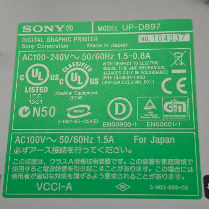 Sony Sony UP-D897 Digital Graphic Printer CR and Imagers reLink Medical