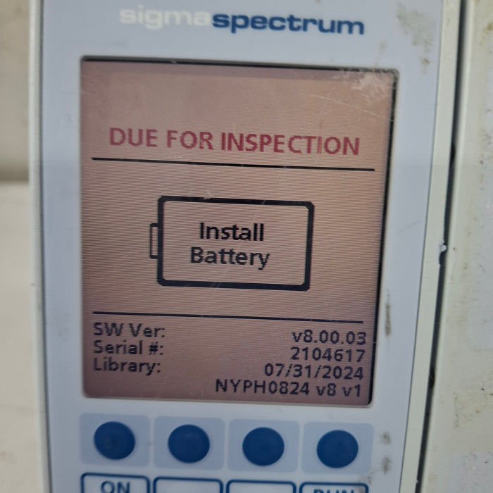 Baxter Sigma Spectrum 8.00.03 w/o Battery Infusion Pump