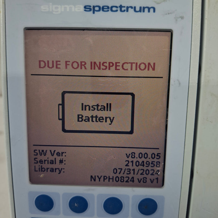 Baxter Sigma Spectrum 8.00.05 w/o Battery Infusion Pump
