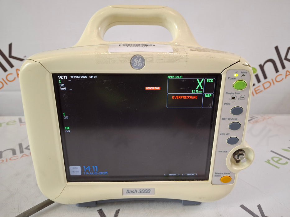 GE Healthcare Dash 3000 - GE/Nellcor SpO2 Patient Monitor