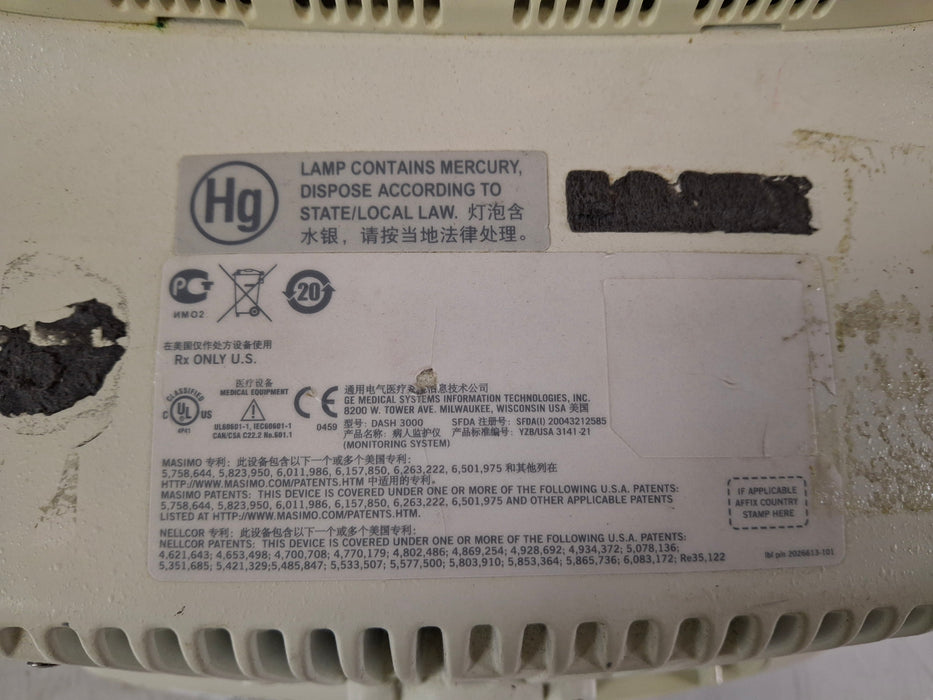 GE Healthcare Dash 3000 - GE/Nellcor SpO2 Patient Monitor