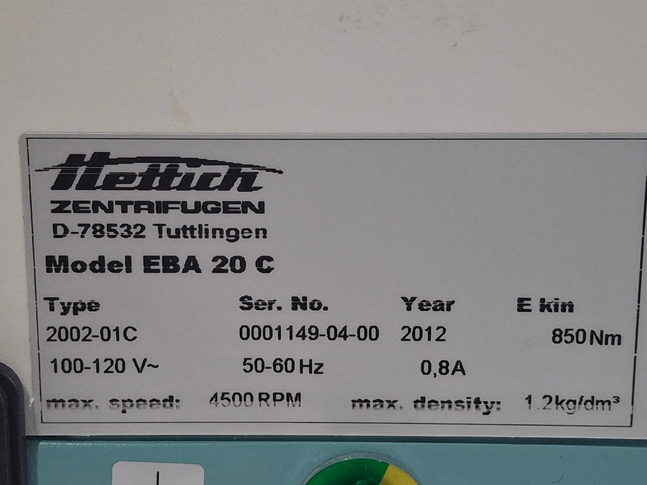 Hettich Instruments Hettich Instruments Zentrifugen EBA 20C Centrifuge Centrifuges reLink Medical