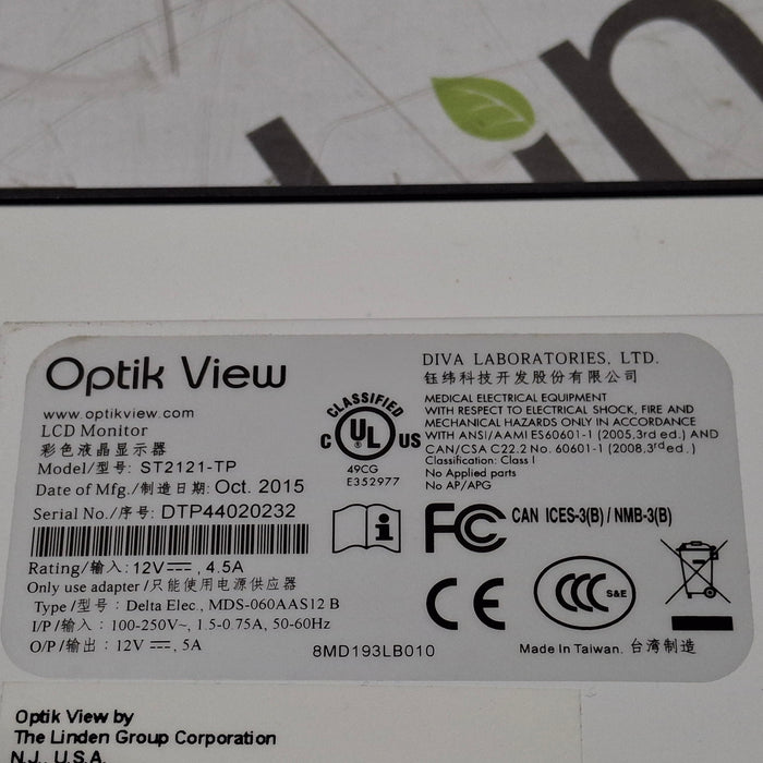 Diva Laboratories Diva Laboratories Optik View LCD Steris Monitor Patient Monitors reLink Medical