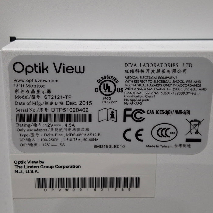 Diva Laboratories Diva Laboratories Optik View LCD Steris Monitor Patient Monitors reLink Medical