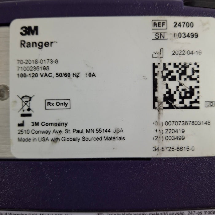 3M Ranger Model 247 Fluid Warming Unit