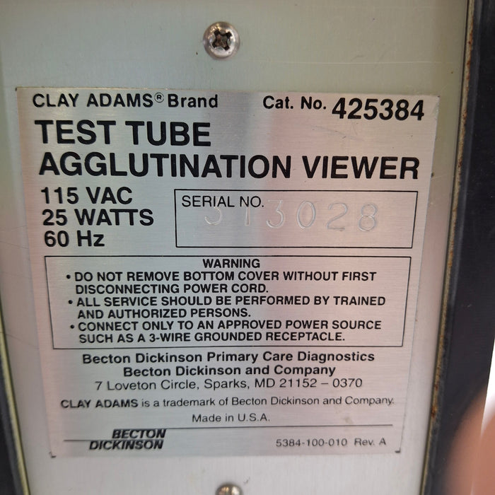 Clay Adams Clay Adams 425384 Test Tube Agglutination Viewer Research Lab reLink Medical
