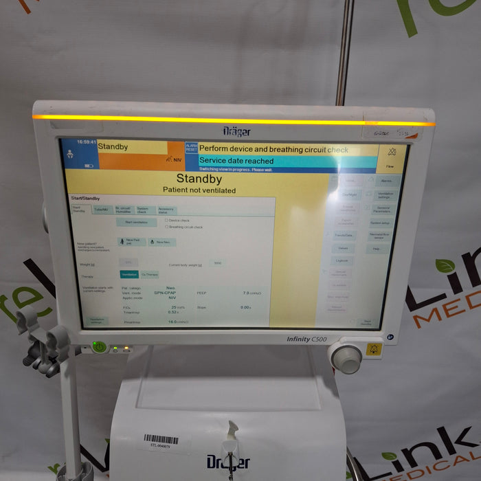 Draeger Medical Draeger Medical Evita Infinity V500 Ventilator Respiratory reLink Medical