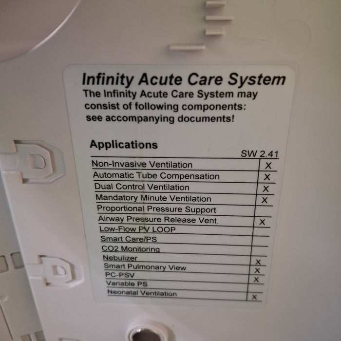 Draeger Medical Draeger Medical Evita Infinity V500 Ventilator Respiratory reLink Medical