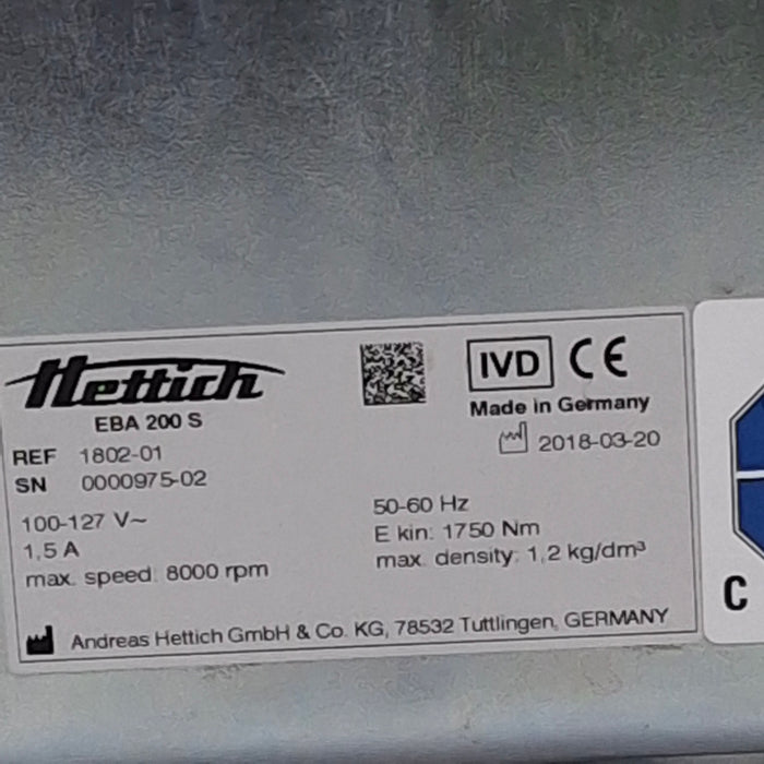 Hettich Instruments EBA 200 S Centrifuge