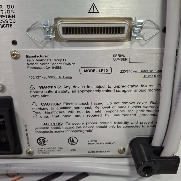 Puritan Bennett Puritan Bennett LP10 Portable Volume Ventilator Respiratory reLink Medical