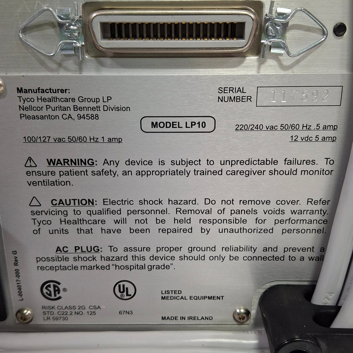 Puritan Bennett Puritan Bennett LP10 Portable Volume Ventilator Respiratory reLink Medical