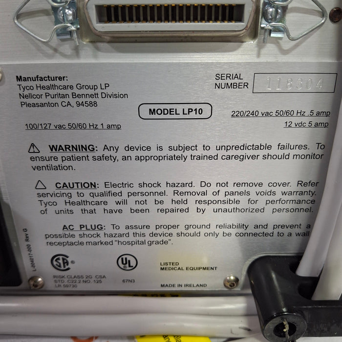 Puritan Bennett Puritan Bennett LP10 Portable Volume Ventilator Respiratory reLink Medical