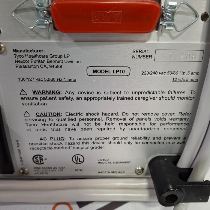 Puritan Bennett Puritan Bennett LP10 Portable Volume Ventilator Respiratory reLink Medical