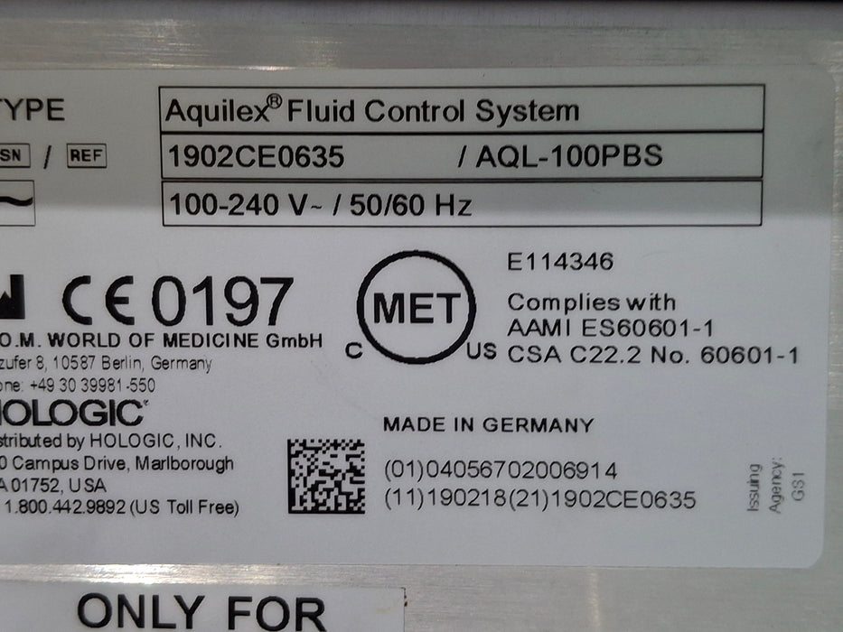 Hologic, Inc. Hologic, Inc. Aquilex Fluid Control System Surgical Equipment reLink Medical
