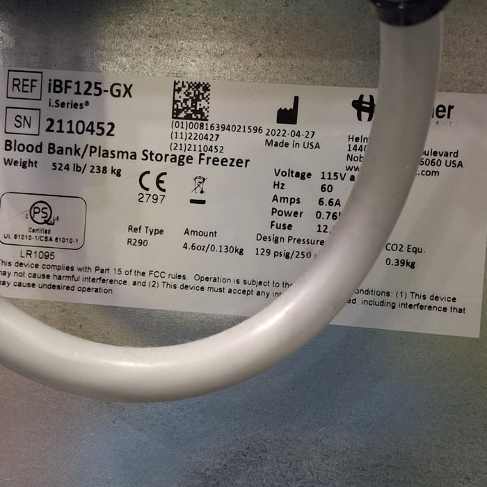 Helmer Inc iBF125-GX Blood Bank Fridge