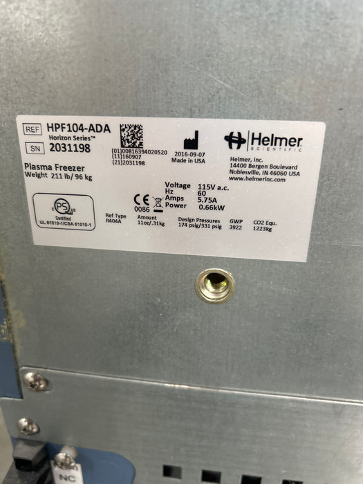 Helmer Inc HPF104-ADA Horizon Series Plasma Freezer