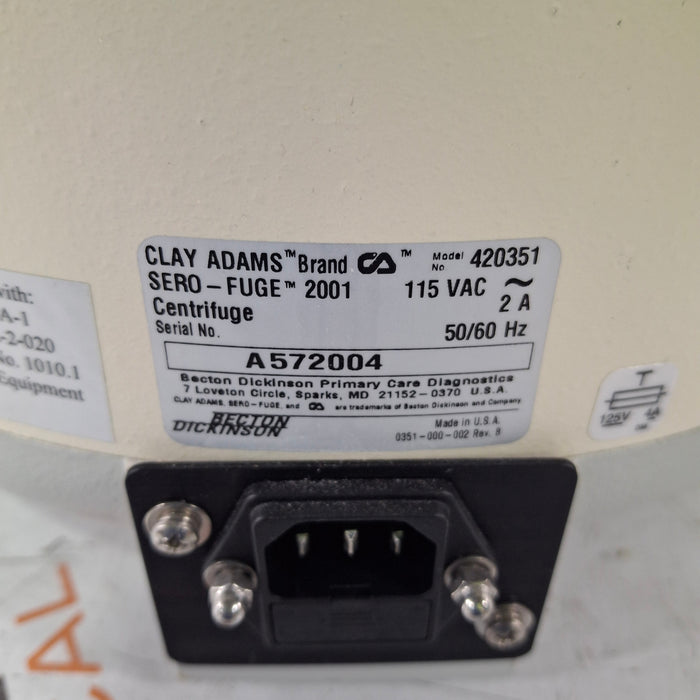 Clay Adams Clay Adams Sero-Fuge 2001 Centrifuge Centrifuges reLink Medical