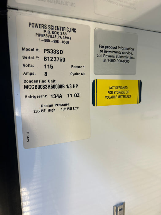 Powers Scientific Powers Scientific PS33SD Pharmacy Refrigerator Research Lab reLink Medical