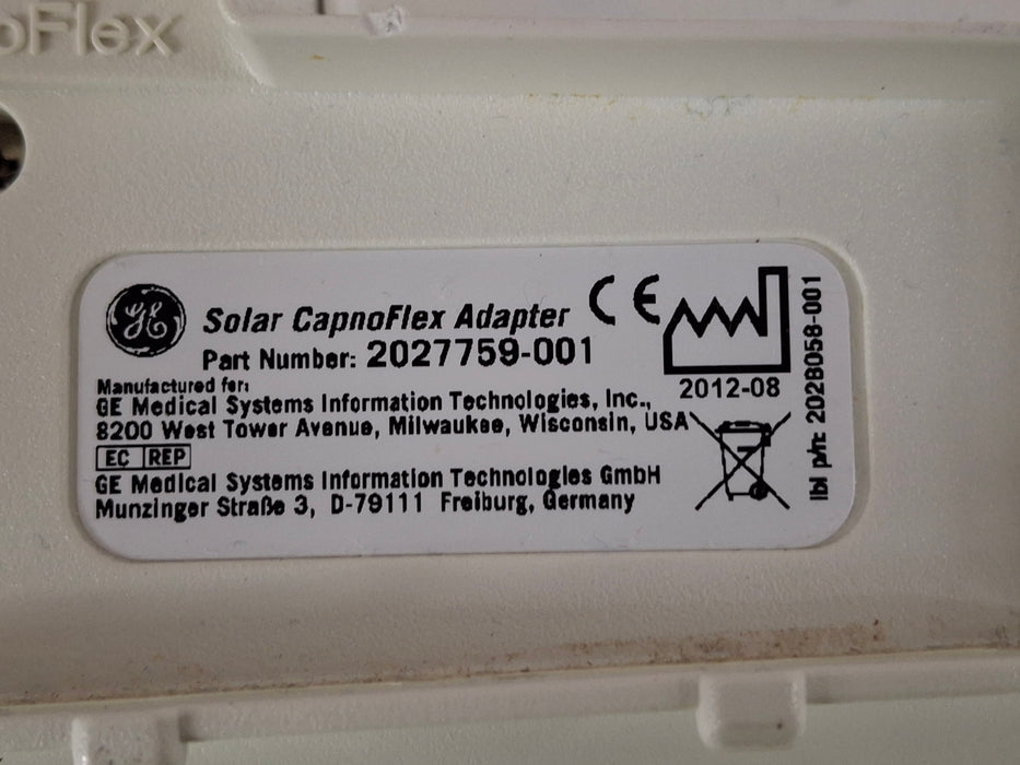 GE Healthcare Solar CapnoFlex 2027759-001 Adapter