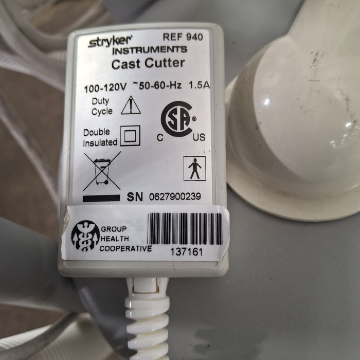 Stryker Stryker 940 Cast Saw with 986 Cast Vac Surgical Power Instruments reLink Medical