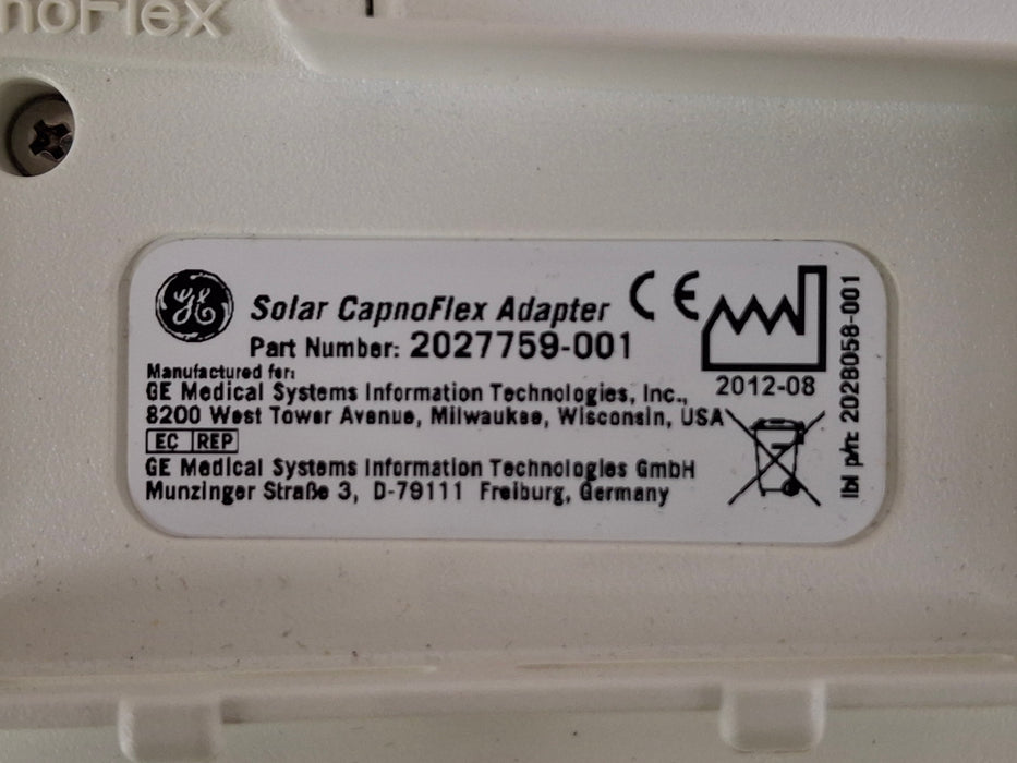 GE Healthcare Solar CapnoFlex 2027759-001 Adapter