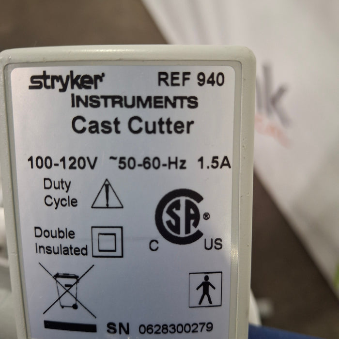 Stryker Stryker 940 Cast Saw with 986 Cast Vac Surgical Power Instruments reLink Medical