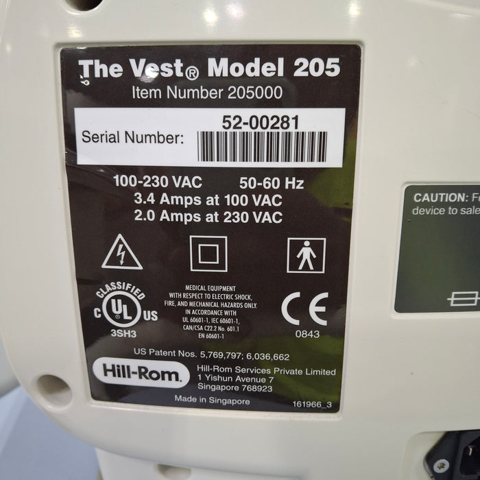 Hill-Rom Hill-Rom The Vest Airway Clearance System Model 205 Respiratory reLink Medical
