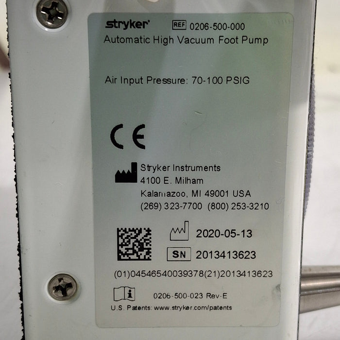 Stryker Stryker 206-500 Automatic High Vacuum Foot Pump Electrosurgical Units reLink Medical