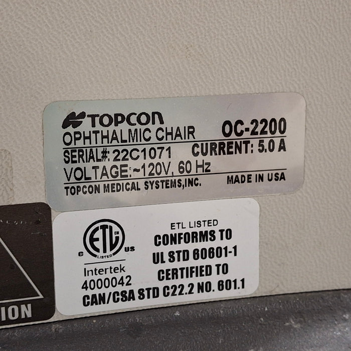 Topcon Medical Topcon Medical OC-2200 Ophthalmology Exam Chair Ophthalmology reLink Medical