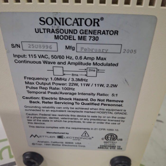 Mettler Electronics Mettler Electronics Sonicator 730 Ultrasound Therapy Unit Fitness and Rehab Equipment reLink Medical