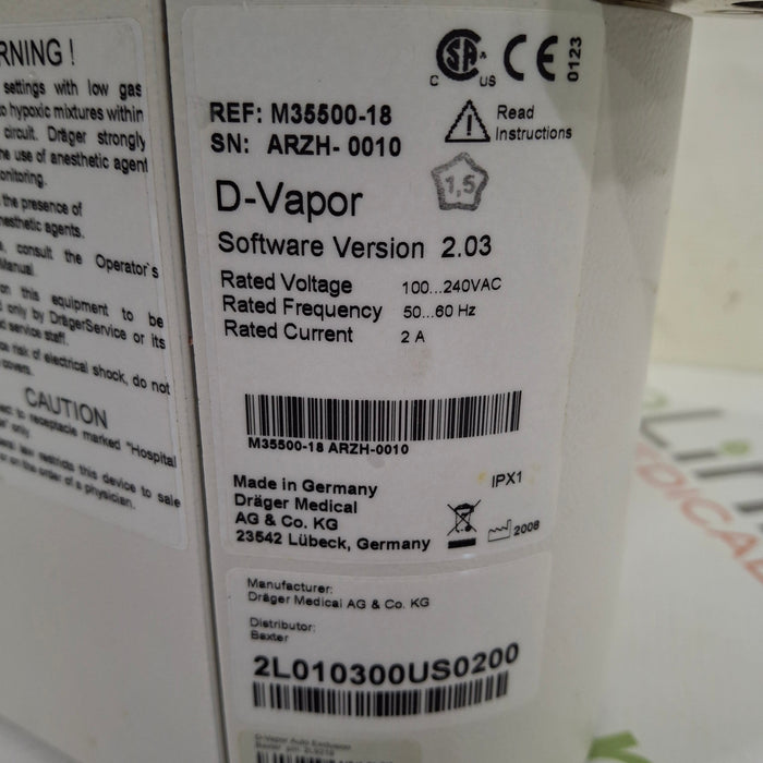 Draeger Medical Draeger Medical D-Vapor Desflurane Vaporizer Anesthesia reLink Medical