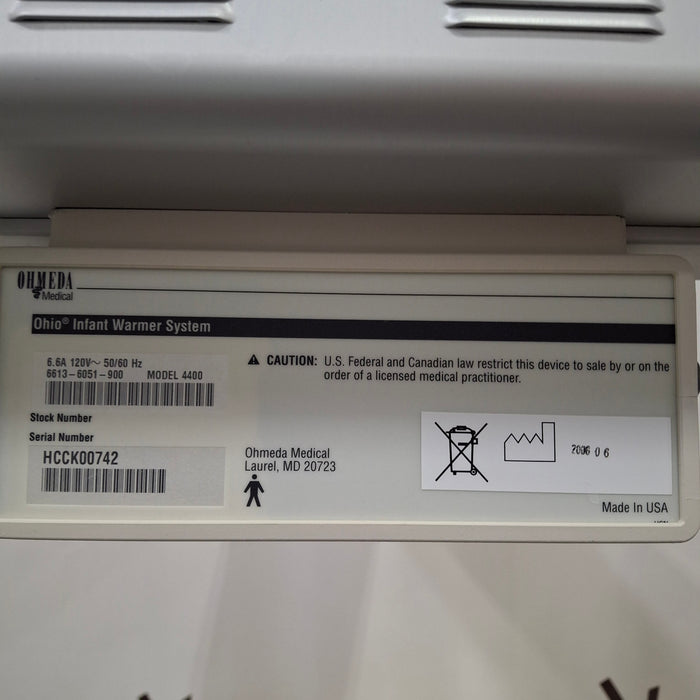 Ohmeda Medical Ohio Model 4400 Infant Warmer