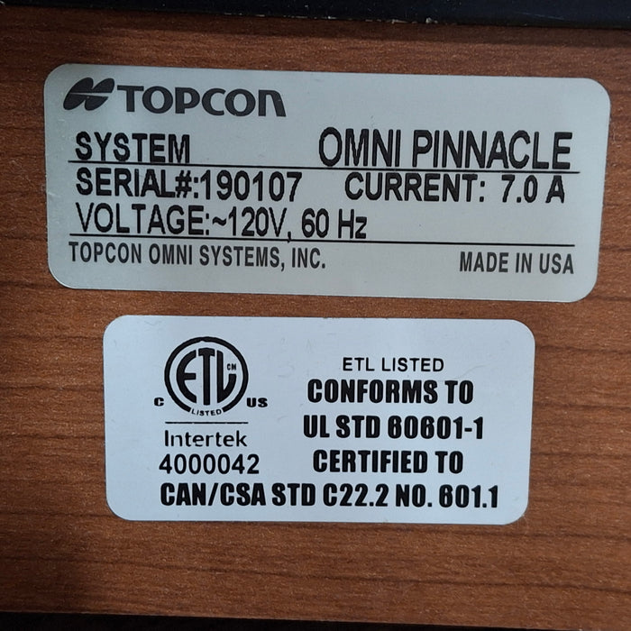 Topcon Medical Omni Pinnacle Opthalmology System