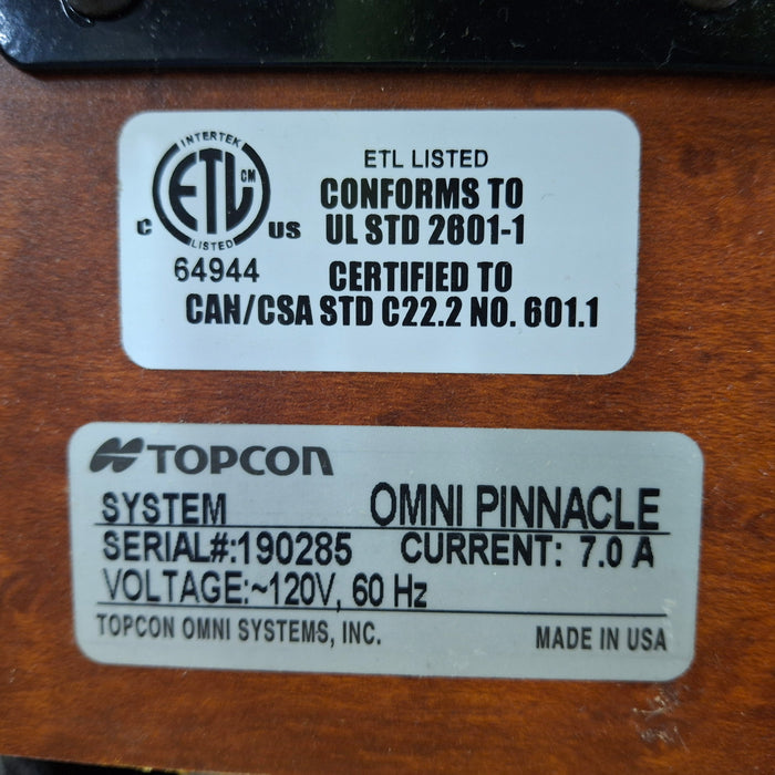 Topcon Medical Topcon Medical Omni Pinnacle Opthalmology System Ophthalmology reLink Medical