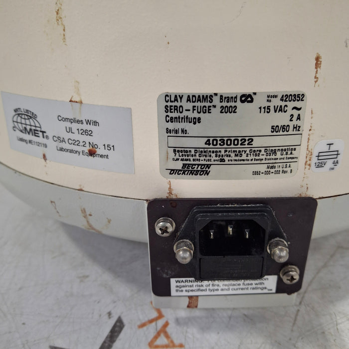Clay Adams 420352 Sero-fuge 2002 2-Speed Centrifuge