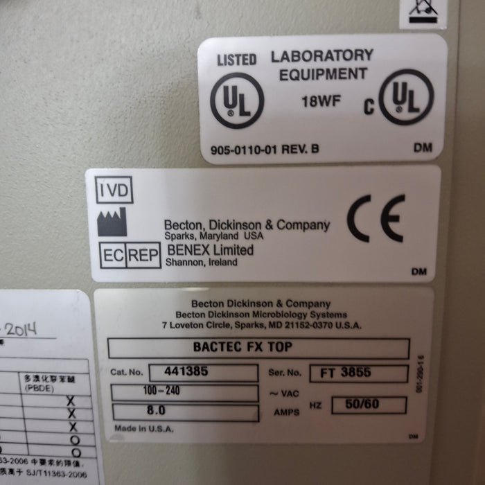 Becton Dickinson Becton Dickinson Bactec FX Blood Culture System Clinical Lab reLink Medical