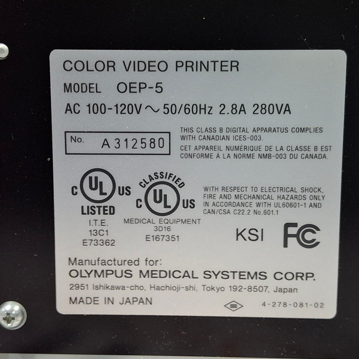Olympus Olympus OEP-5 Color Video Printer Flexible Endoscopy reLink Medical