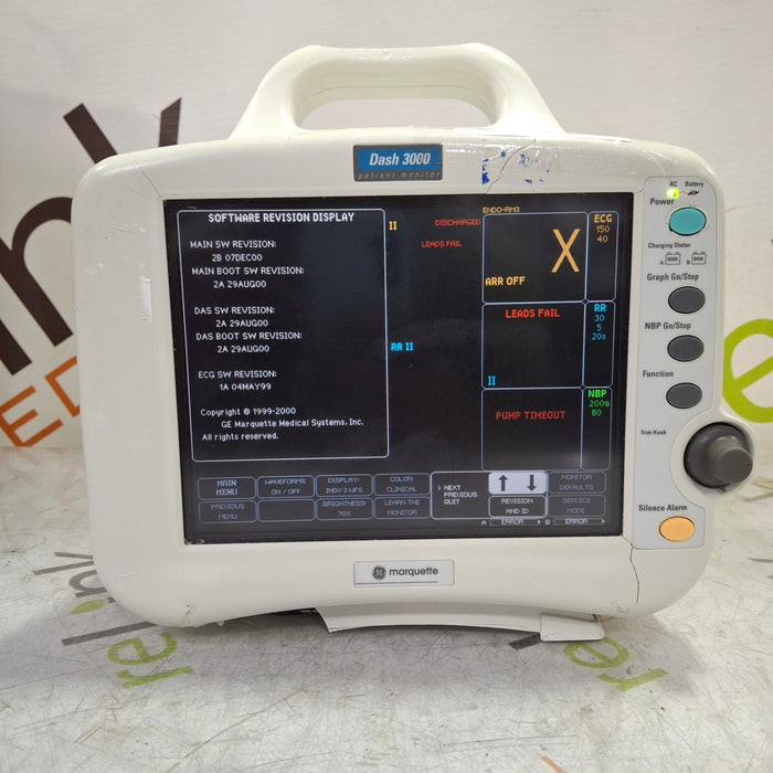 GE Healthcare Dash 3000 - Masimo SpO2 Patient Monitor