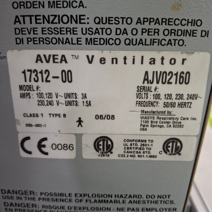 CareFusion CareFusion Avea Ventilator Respiratory reLink Medical