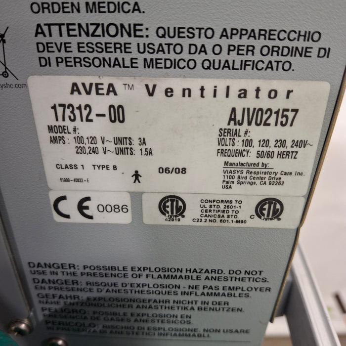 CareFusion CareFusion Avea Ventilator Respiratory reLink Medical