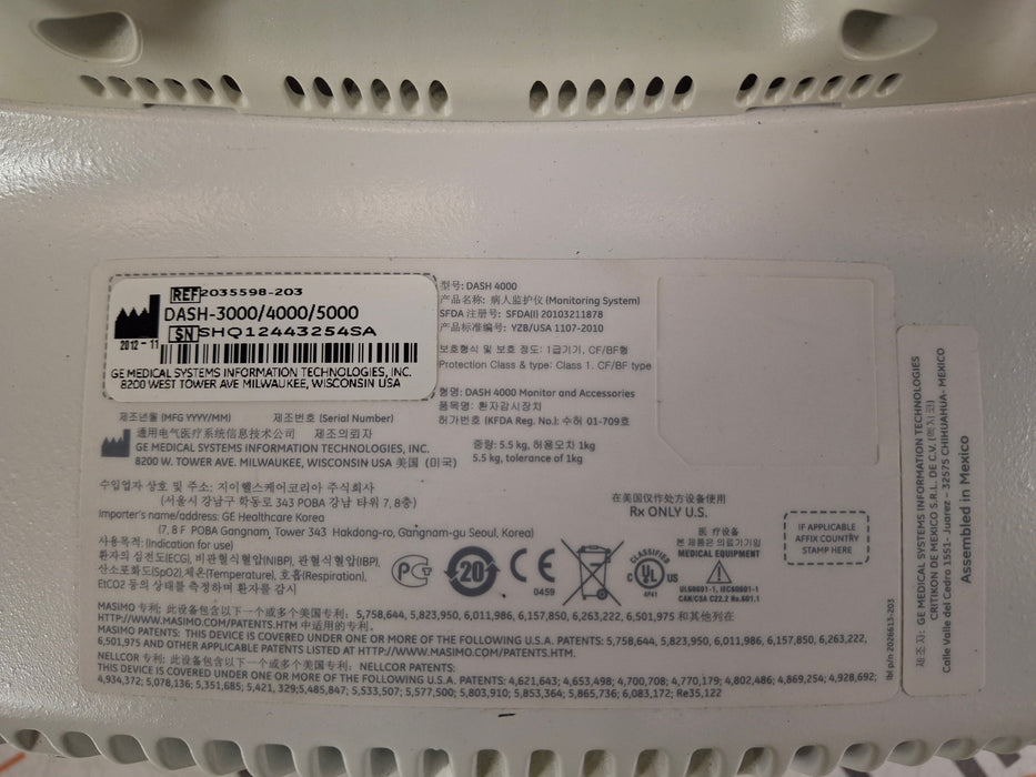 GE Healthcare Dash 4000 - GE/Nellcor SpO2 Patient Monitor
