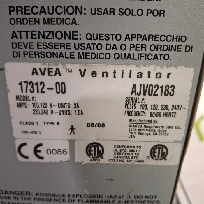 CareFusion CareFusion Avea Ventilator Respiratory reLink Medical
