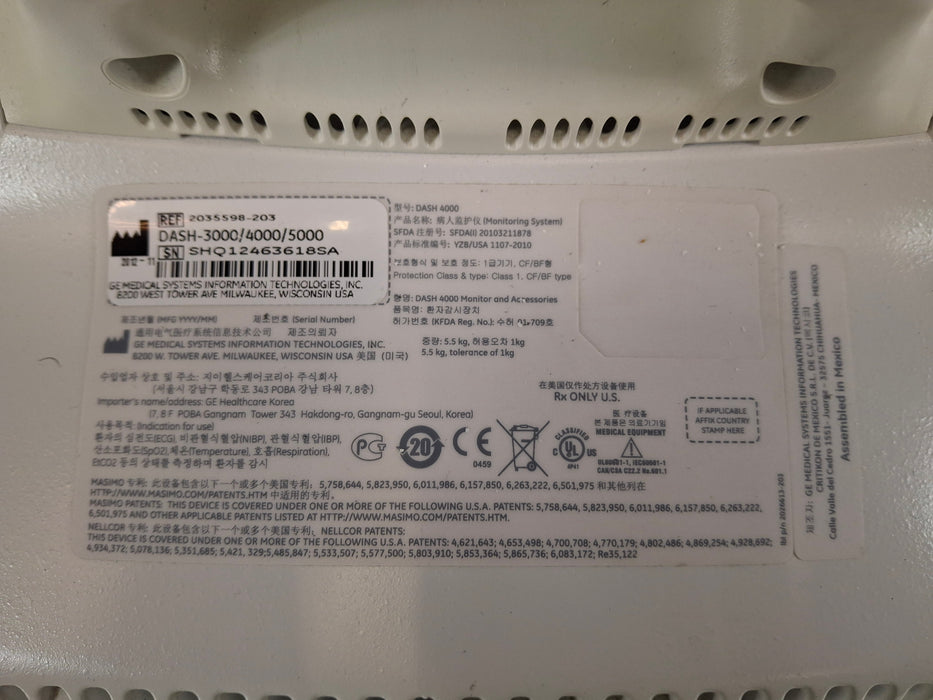 GE Healthcare Dash 4000 - GE/Nellcor SpO2 Patient Monitor