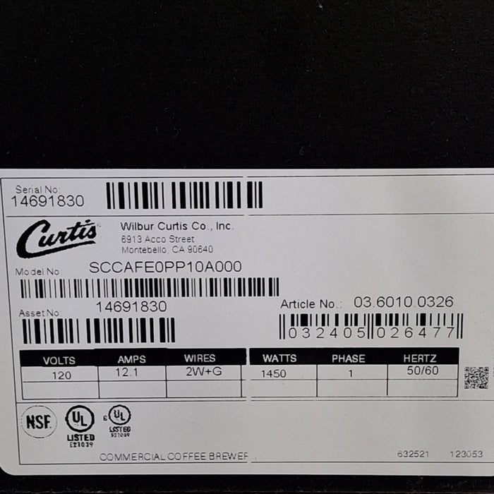 Curtis SCCAFE0PP10A000 Coffee Brewer