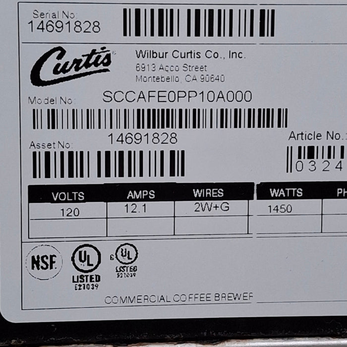 Curtis SCCAFE0PP10A000 Coffee Brewer