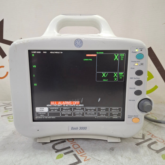 GE Healthcare Dash 3000 - Masimo SpO2 Patient Monitor