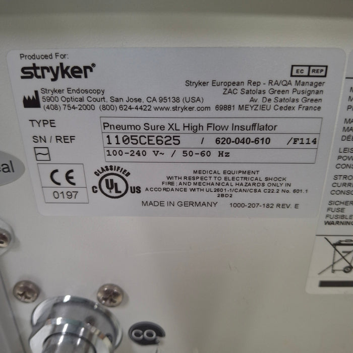 Stryker Stryker 620-040-610 Pneumo Sure XL High Flow Insufflator Rigid Endoscopy reLink Medical