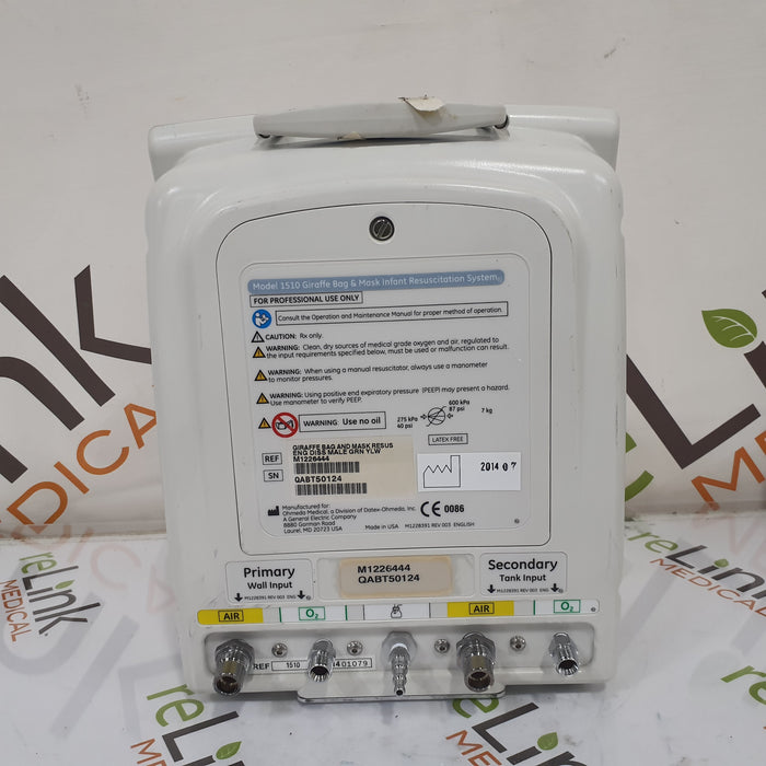 GE Healthcare Giraffe 1510 Bag & Mask Infant Resuscitation System